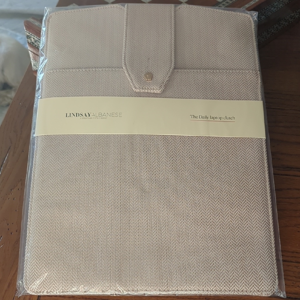 Lindsay Albanese Beige Laptop Clutch